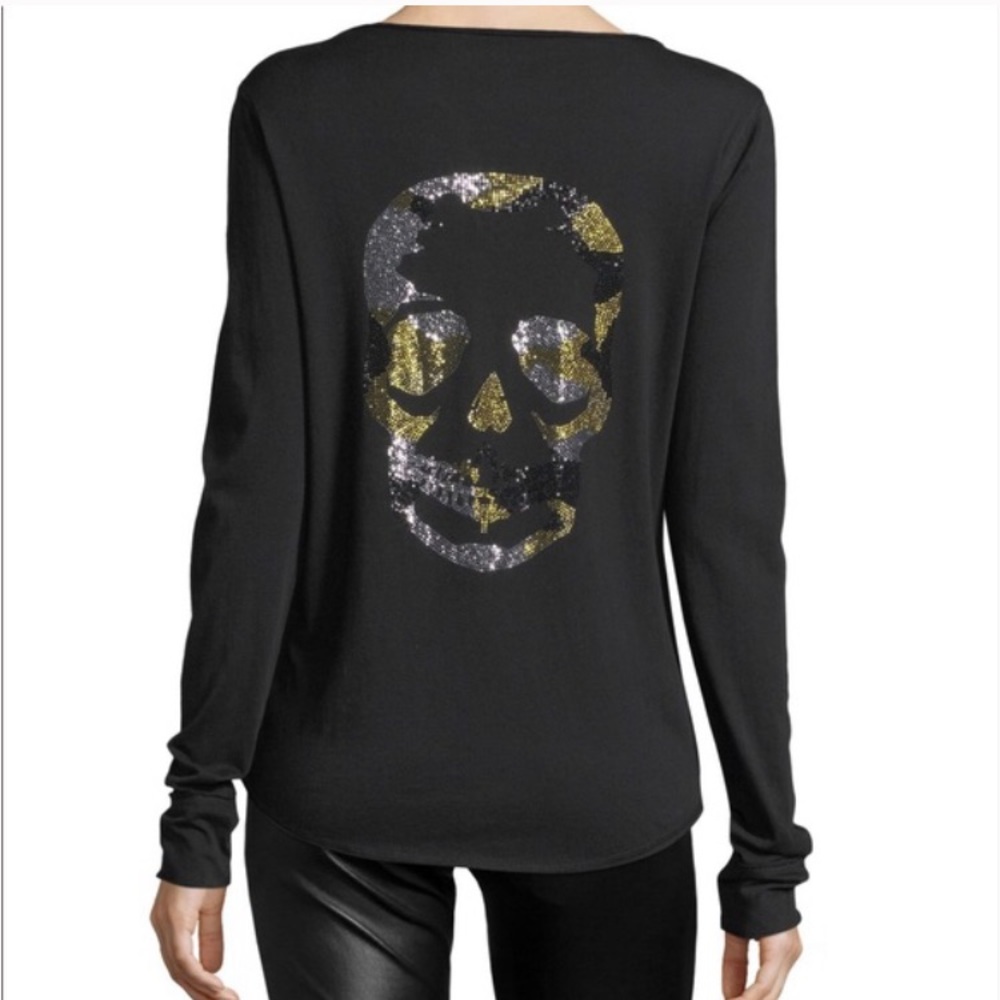 Zadig&Voltaire Skull Tunisien Beaded Long Sleeve